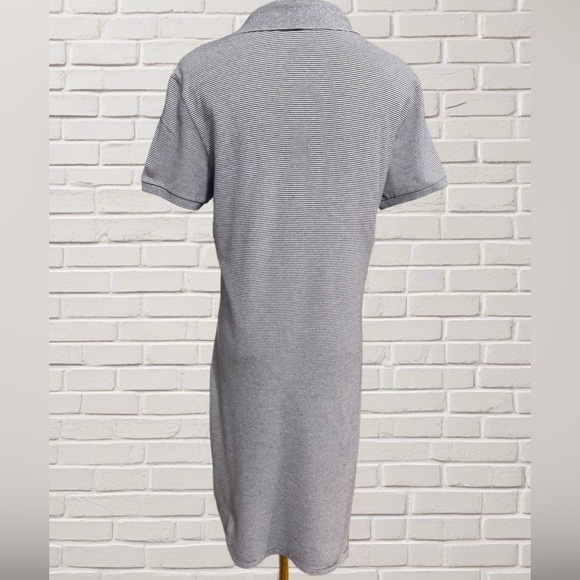 Lacoste Slim Fit Polo Dress Navy White Stripe Tennis Preppy Size 40 US M - Picture 3 of 7